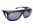 Fitovers Navigator Sunglasses Matte Black Frame w/Polarized Gray Blue Mirror Lens