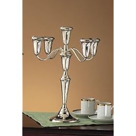 12 High, 10 3 4 Spread, 4 Base Diameter, 5 Light Sterling Silver Gadroon Candelabra