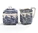 Blue Toile With Peacock Design Creamer And Sugar Bowl Wonderful Kitchen And Dining Decor