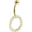 Solid 14kt Yellow Gold Cz Gem Circle of Love Belly Ring