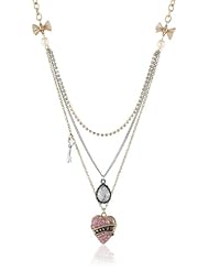 Betsey Johnson "Holiday Boxed" Gift Box with Love Heart 3 Row Necklace, 19"