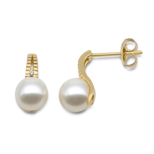 Miore Damen-Ohrstecker 9 Karat Gelbgold S&uuml;&szlig;wasser-Zuchtperlen wei&szlig; 7mm Brillanten wei&szlig; MG9 Preisvergleich