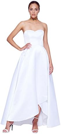 Fame and partners womens anastasia strapless hi-lo hem evening gown