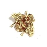 Yellow Topaz Austrian Rhinestone Bumble Bee Gold Plated Brooch Pin