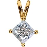 Stunning! 14K White or Yellow Gold 2CT 7.00MM Square Moissanite Princess-cut Pendant
