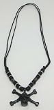 Black Skull & Crossbones Pendant W/ Cord Necklace