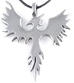 Phoenix Bird Firebird Silver Tone Pewter Pendant Necklace
