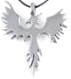 Phoenix Bird Firebird Pewter Pendant Necklace