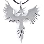 PHOENIX Bird Firebird Silver Tone PEWTER PENDANT Necklace