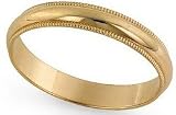 14K Gold Milgrain Classic-Fit Wedding Band, 3mm Wide