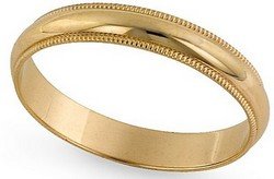 14K Gold Milgrain Classic-Fit Wedding Band, 3mm Wide