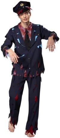 HGM Costume Men's Zombie Police Officer, Red/Blue/Black, Large