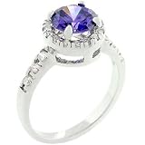 2.0 Carat (ct, cttw, ctw) Round Cut Tanzanite Colored Silver Tone Cubic Zirconia CZ Engagement Ring (Size 5,6,7,8,9,10)