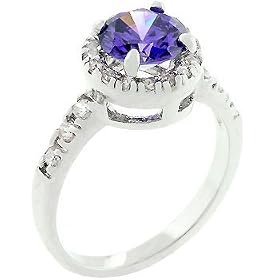 2.0 Carat Round Cut Tanzanite Colored Silver CZ Fashion Ring (Size... by Her Choice Jewelry
