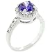 J Goodin R08024R-C21-08 White Gold Rhodium bonded with Pave Round Cut Clear CZ Flanking a Large Tanzanite Round Cut Centerpiece, Fashion Ring in Silvertone.