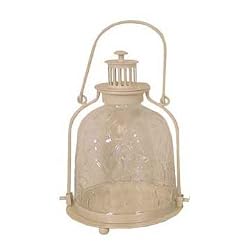 Lantern Shaped Ivory Metal Tealight Tea Light Holder