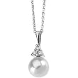 14K White Gold White Pearl and Diamond Pendant