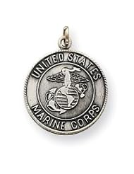 Sterling Silver US Marine Corp Medal Charm QC4415"