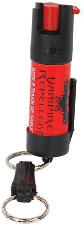 Vampire Repellent Garlic Pepper Spray & Black Zombie Keychain-2 Pieces