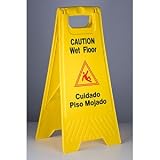 Wet Floor Caution Sign, Yellow, 25x12