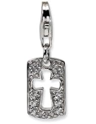 Amore CZ Cut-out Cross/Faith Clip-on Religious Charm