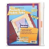 Cardinal Ring Binder Divider Pockets with Index Tabs, Letter Size, Assorted Colors, 5 per Pack (84009)