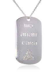 Sterling Silver Diamond Celtic "Mo Anam Cara" Dog Tag Pendant Necklace , 18" (1/10 cttw, J-K Color, I2-I3 Clarity)