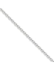 2.4mm, 14 Karat White Gold, Round Open Link Cable Chain - 24 inch