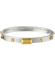 Sam Edelman Stud Hinge Two-Tone Rhodium Bangle Bracelet, 2.2"