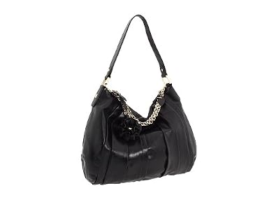 DKNY (Donna Karan New York) Leather and Satin-like Nylon Large Satchel in Dark Chocolate Brown (DKNY HANDBAGS, PURSES, BAGS)
