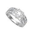 Sterling Silver Rhodium Ring with Clear CZ - Star - Size: 6-9