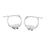 14K White Gold Double Heart Children's Hoop Earrings