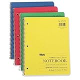 TOPS Quadrille Ruled Kraft Notebook, 8.5 x 11 Inch, 3-Hole Punched, 80 Sheets, Assorted Colors (65154)