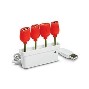 USB Flower Hub - White/Red