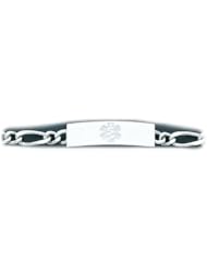 Sterling Silver Medical Alert ID Figaro Chain Bracelet - Length 8 Inch