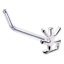 Sterling Silver Joy Chinese Symbol L-Shaped Nose Ring