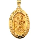 313dCxRnilL. SL160  14k Yellow Gold Hollow St. Christopher Medal 28.75x17.75mm   JewelryWeb