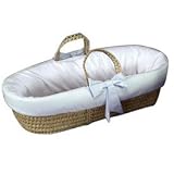 Fitted Moses Basket with Blue Gingham Trim