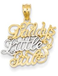 Genuine IceCarats Designer Jewelry Gift 14K And Rhodium Daddys Little Girl Pendant