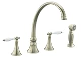 313dbGZP ML. SL160  KOHLER K 377 4P BN Finial Traditional Kitchen Sink Faucet with 9 3/16 Inch Spout Reach, Vibrant Brushed Nickel