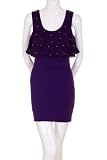 Do & Be Large Flared Ruffled Bodice Gold Beaded Sleeveless Tight Asymmetrical Dress Purple
