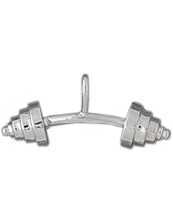 CleverEve Designer Series Sterling Silver Pendant Bodybuilding w/ Barbell & Weights