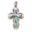 .925 Silver & Abalone Shell Cross Pendant