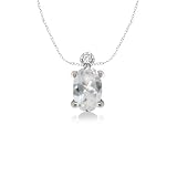 APRIL Birthstone Pendant 10k White Gold White Topaz Pendant