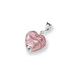 Sterling Silver Rose Heart Murano Glass Pendant