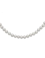 Sterling 20in Silver 9-10mm Grey Freshwater Cultured Pearl Necklace.