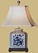 Unique Asian Design Lighting - 19" Blue & White Porcelain Flat Jar Oriental Style Fine Table Lamp