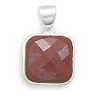 15mm Square Faceted Ruby Pendant