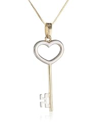 14k Two Tone Gold Key Pendant Necklace, 18"