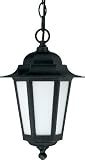 Nuvo Lighting 60/2209 Cornerstone Outdoor Hanging Lantern with Photocell, Frosted Glass, Textured Bl
